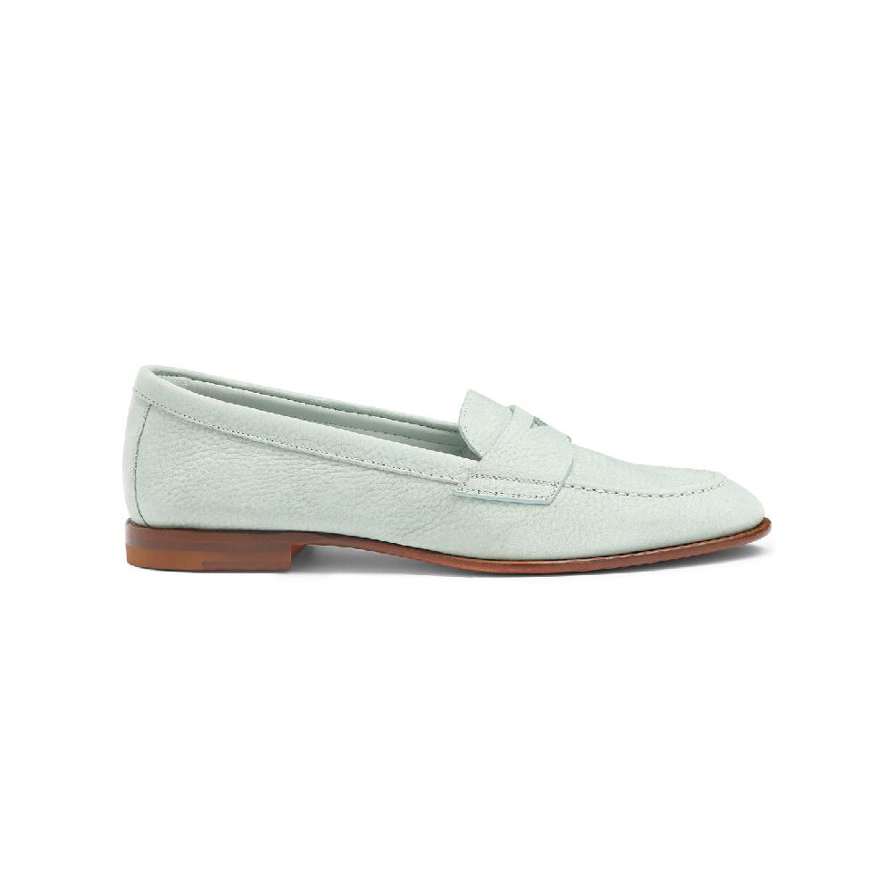 Santoni Mocassino penny da donna in nabuk azzurro