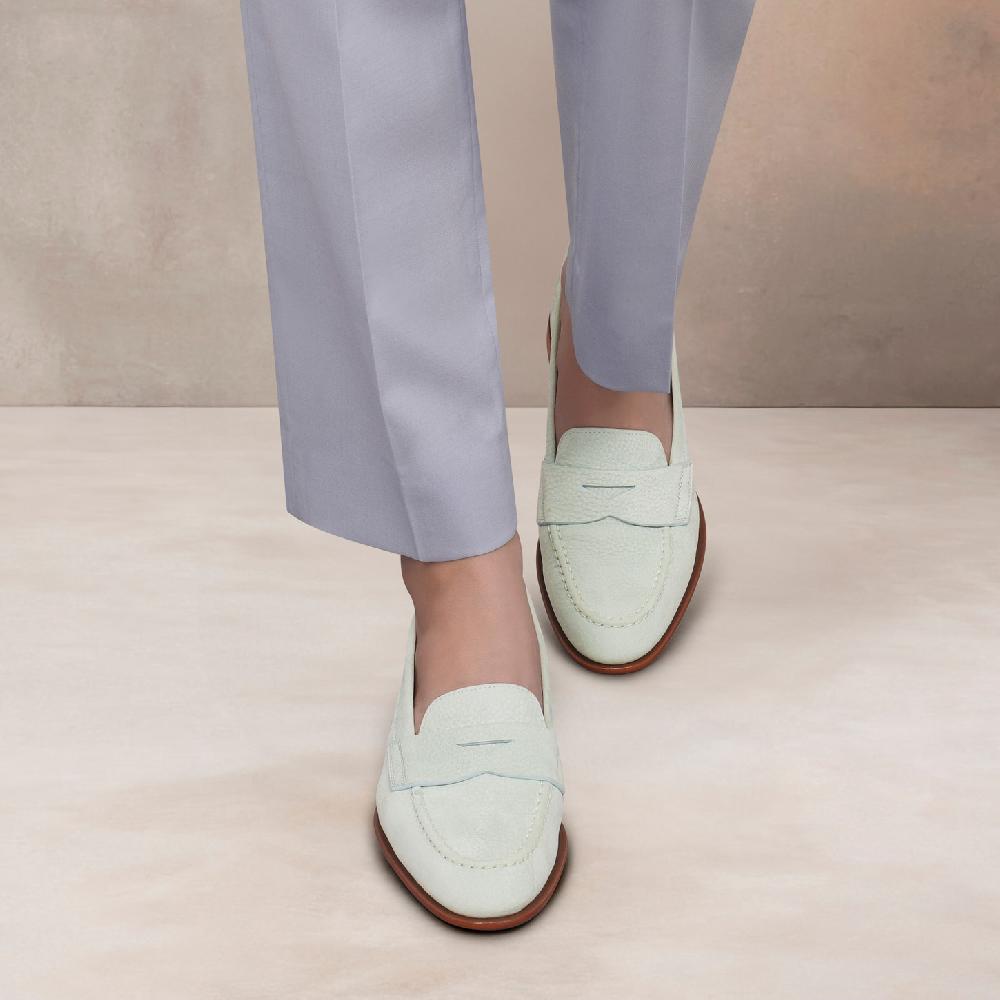 Santoni Mocassino penny da donna in nabuk azzurro Qualità Garantita