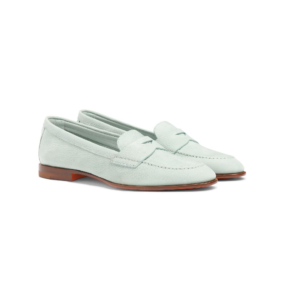 Santoni Mocassino penny da donna in nabuk azzurro Qualità Garantita