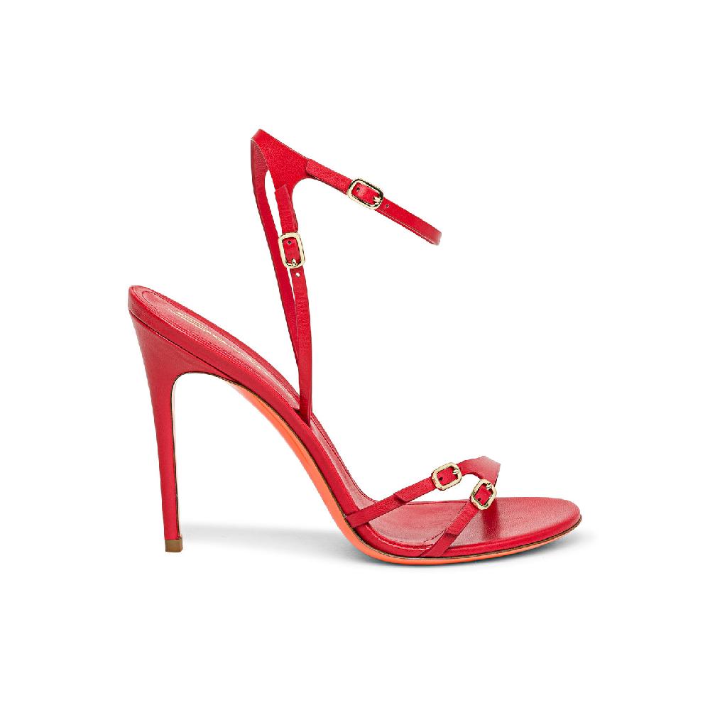 Santoni Sandalo tacco alto da donna in pelle rossa
