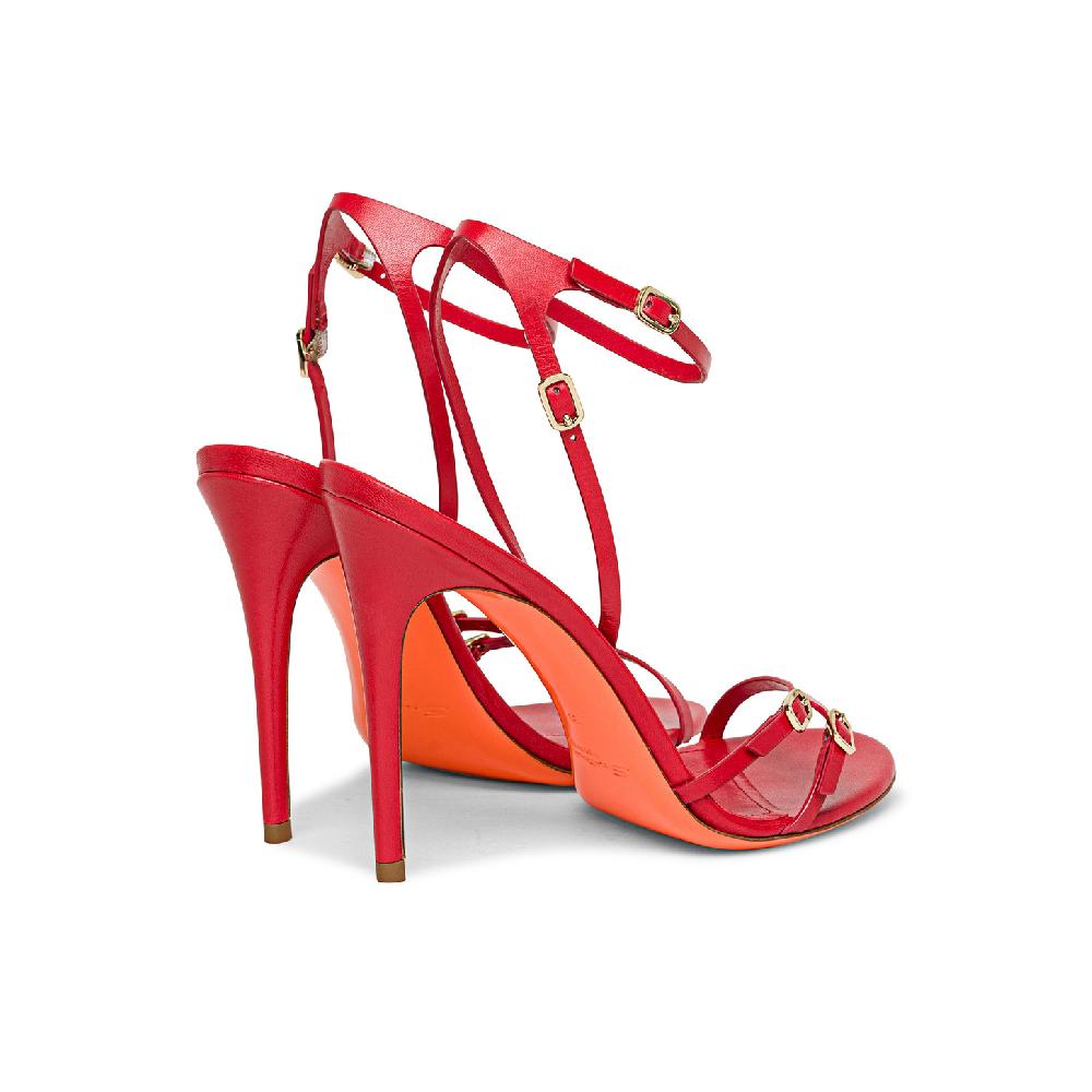 Santoni Sandalo tacco alto da donna in pelle rossa Acquista Ora