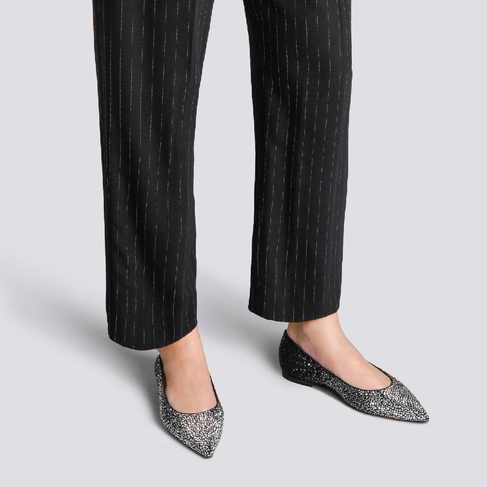 Santoni Ballerina da donna in suede e strass neri Consegna Veloce