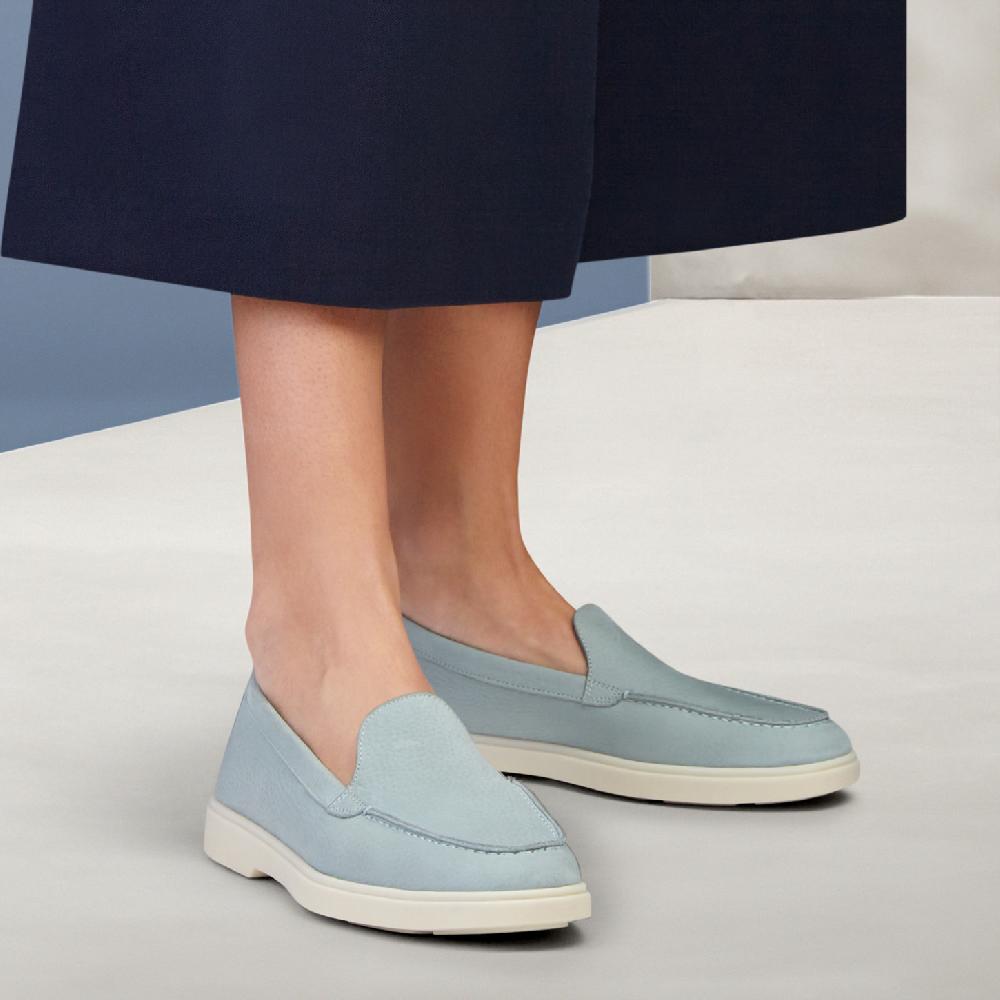 Santoni Mocassino da donna in nabuk azzurro Fino Al -60%