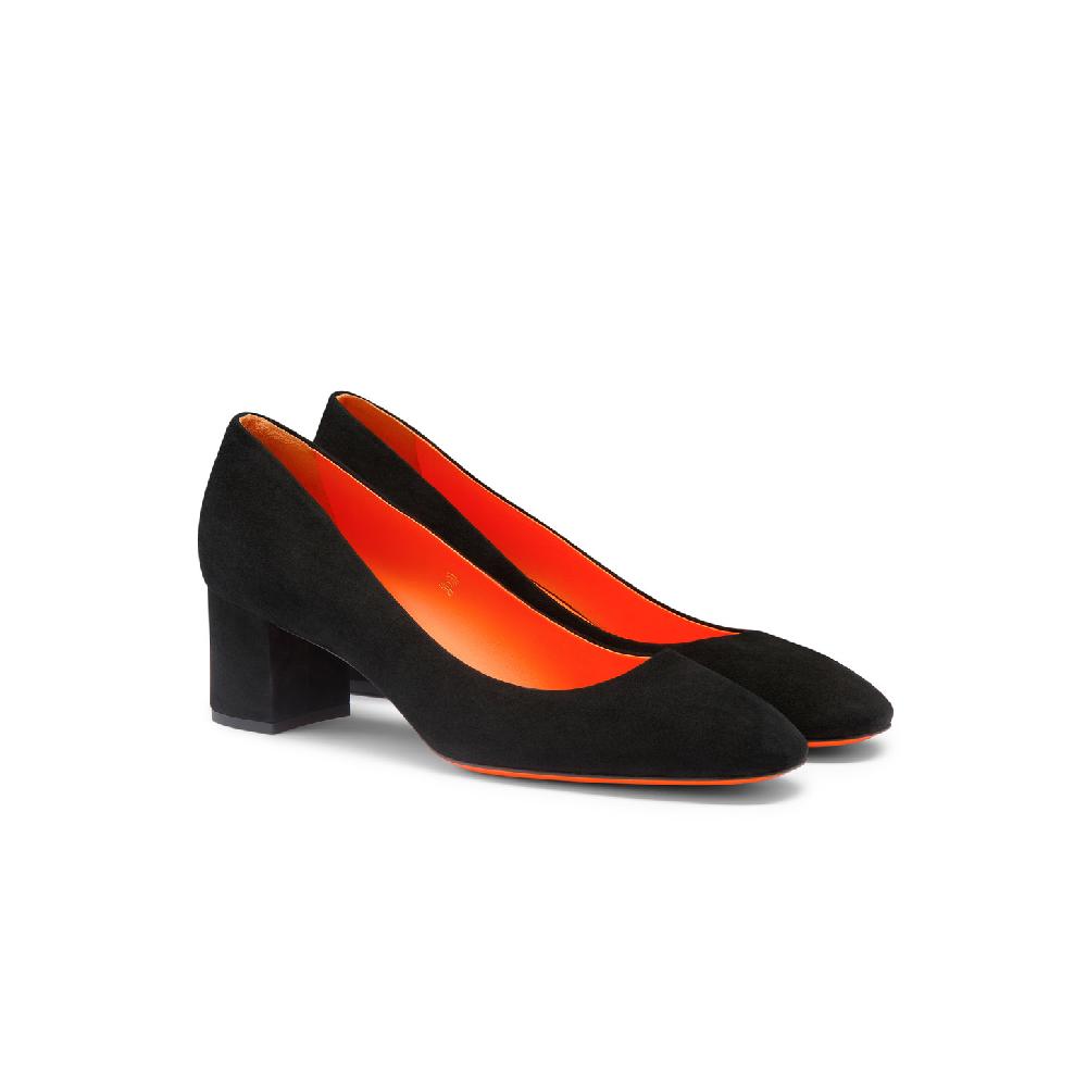 Santoni Décolletés tacco basso da donna in suede nero Prezzo Ridotto