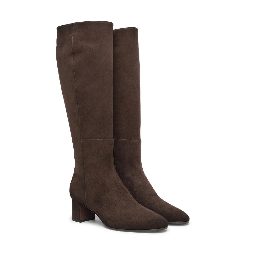 Santoni Stivale tacco medio da donna in suede testa di moro Convenienza