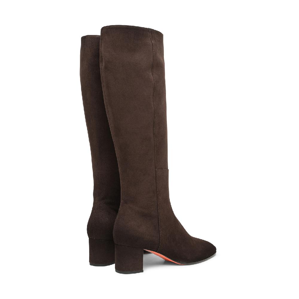 Santoni Stivale tacco medio da donna in suede testa di moro Convenienza