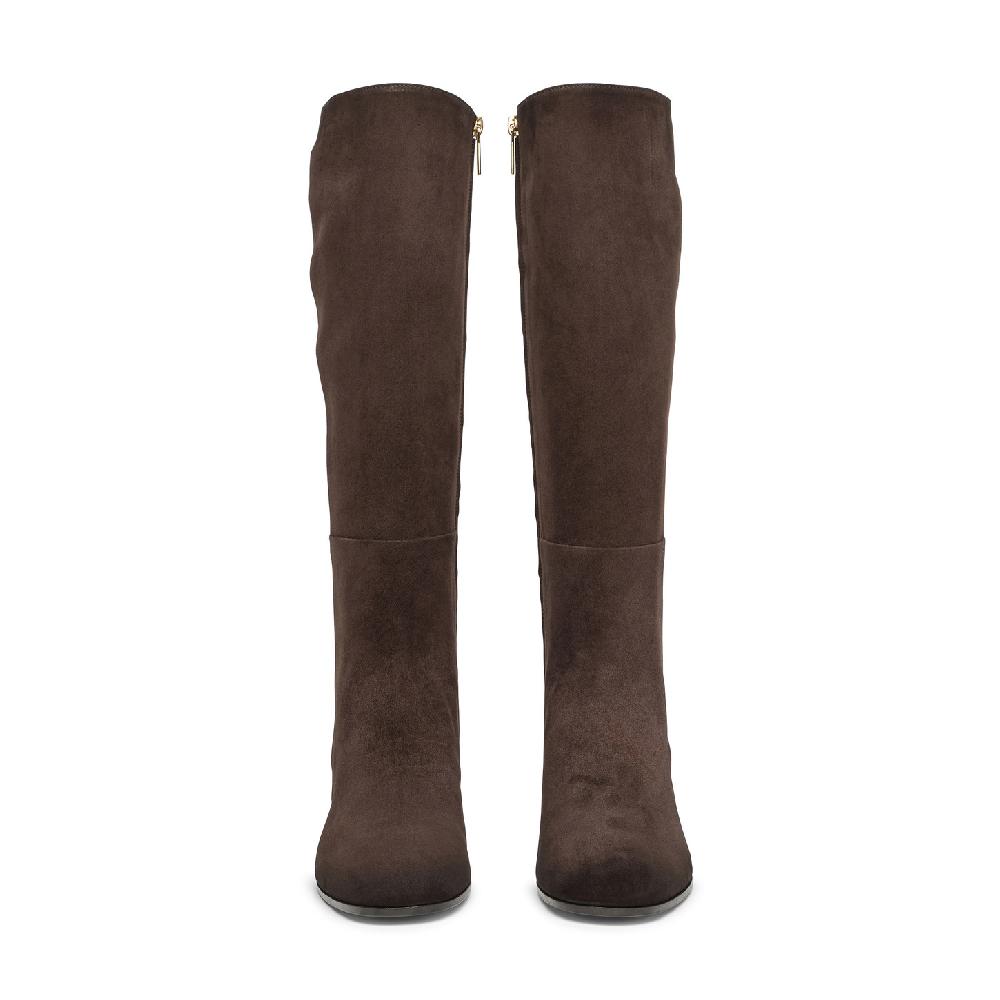 Santoni Stivale tacco medio da donna in suede testa di moro Convenienza