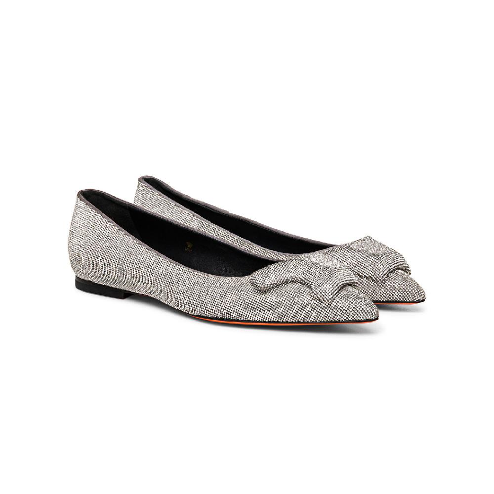 Santoni Ballerina da donna in strass argento Novità