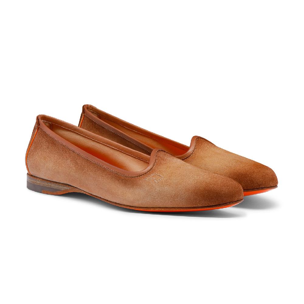 Santoni Mocassino da donna in suede rosa Presa