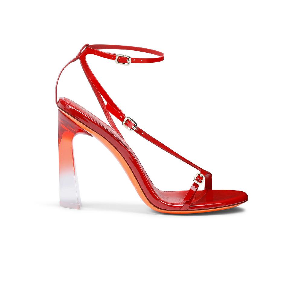Santoni Sandalo tacco alto da donna in vernice rossa
