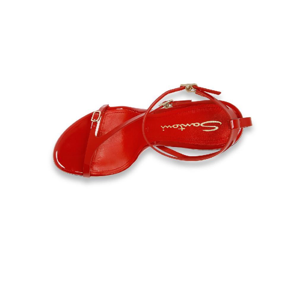 Santoni Sandalo tacco alto da donna in vernice rossa Sconto