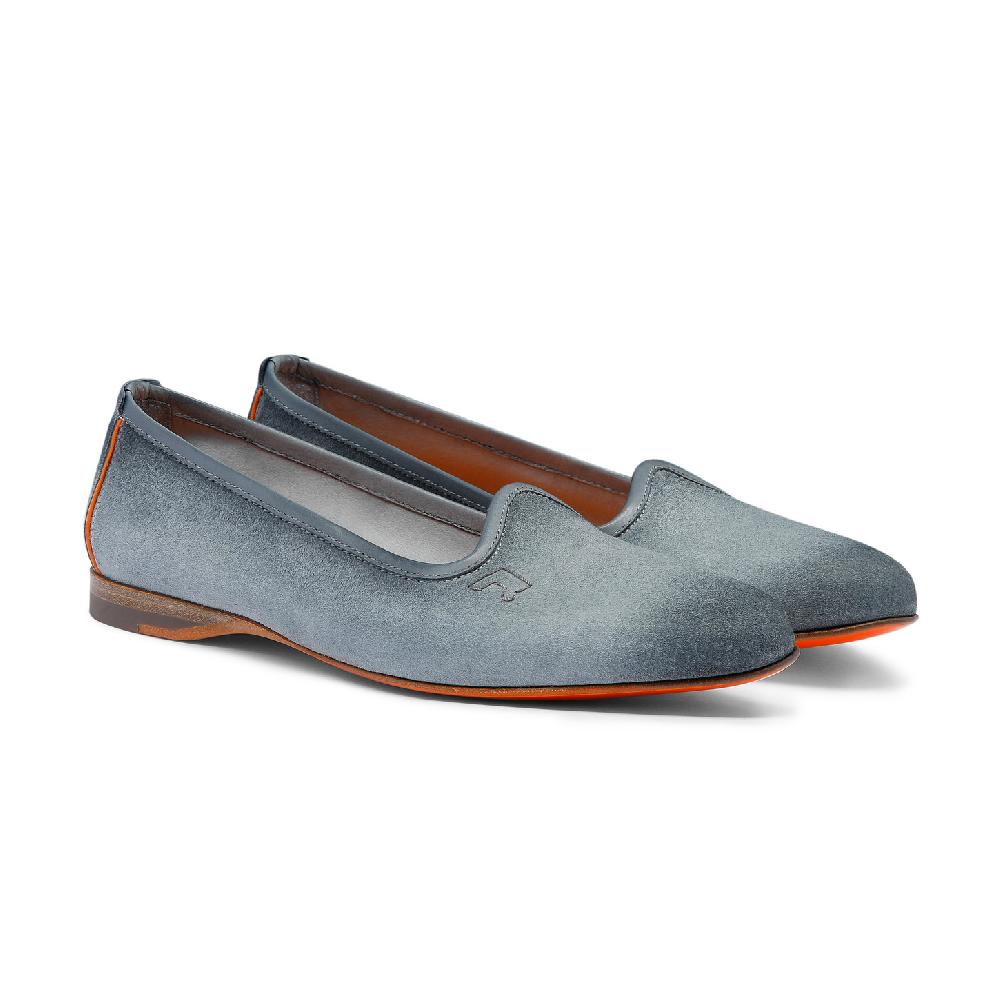 Santoni Mocassino da donna in suede azzurro Offerta