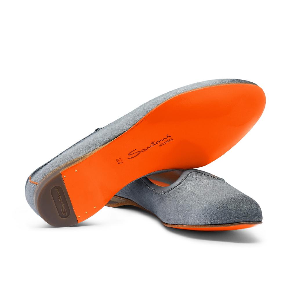 Santoni Mocassino da donna in suede azzurro Offerta