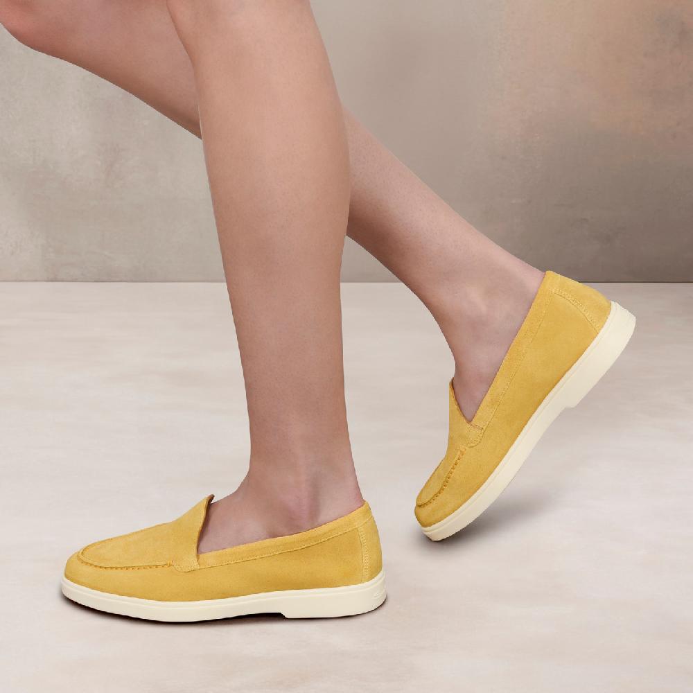 Santoni Mocassino da donna in suede giallo Saldi