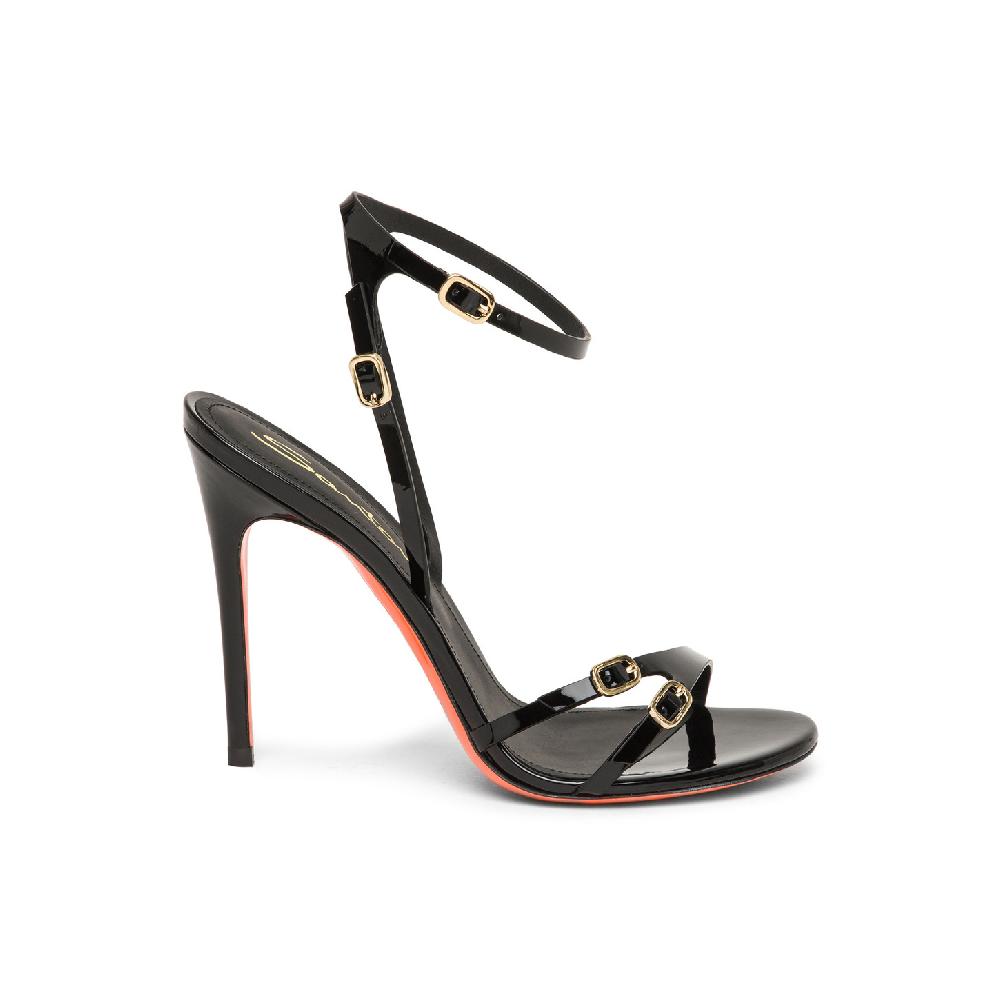 Santoni Sandalo tacco alto da donna in vernice nera
