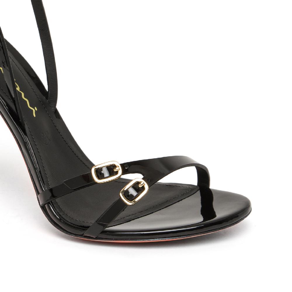 Santoni Sandalo tacco alto da donna in vernice nera Vendita Economica