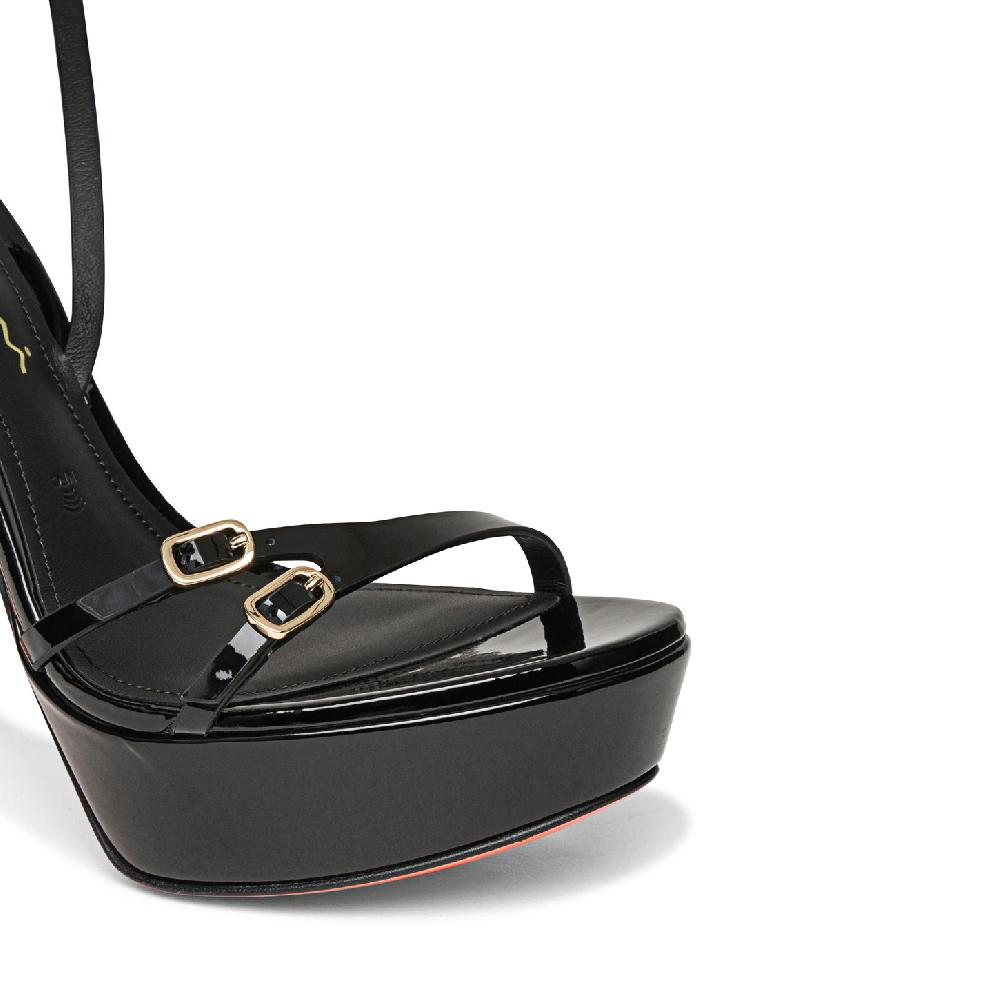 Santoni Sandalo tacco alto da donna in vernice nera I Più Venduti