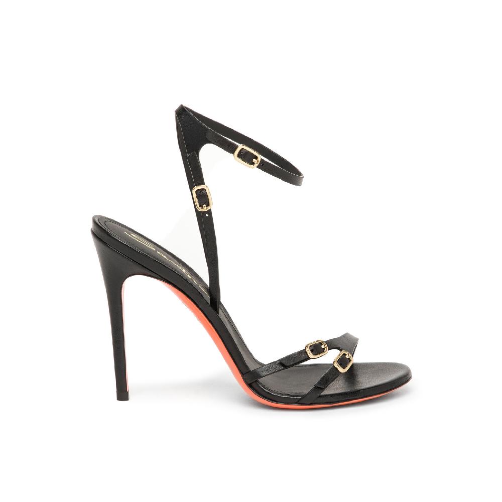 Santoni Sandalo tacco alto da donna in pelle nera