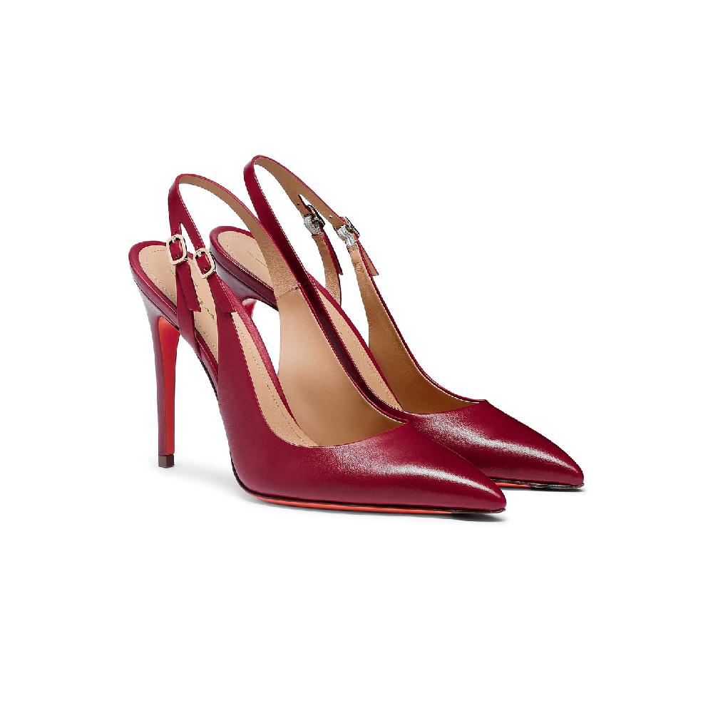 Santoni Slingback tacco alto da donna in pelle rossa 2025