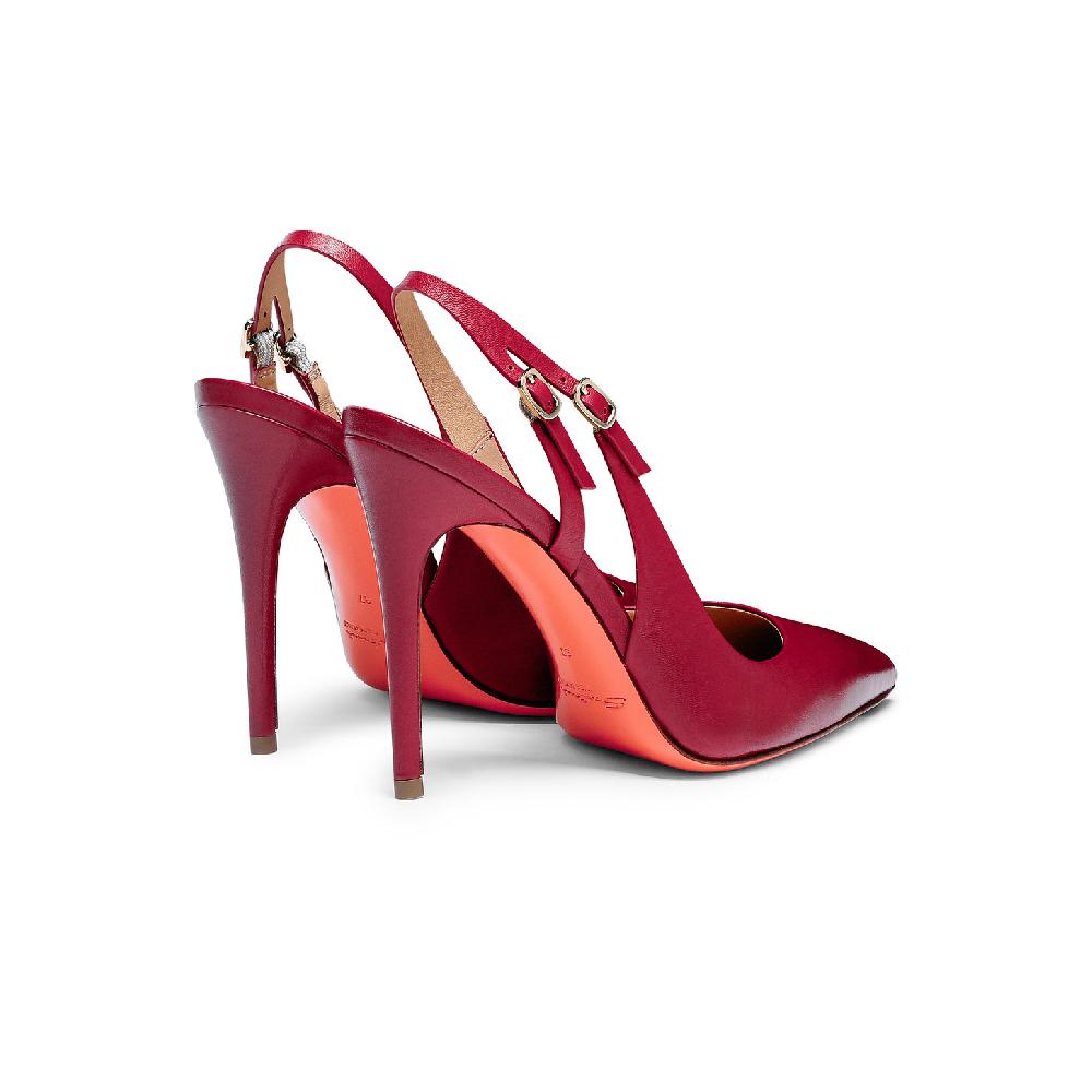 Santoni Slingback tacco alto da donna in pelle rossa 2025