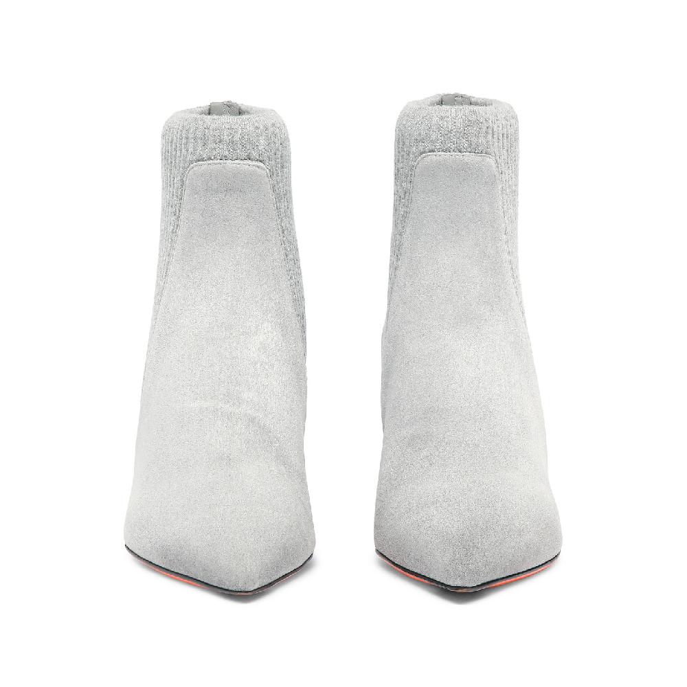 Santoni Stivaletto tacco basso con calzino da donna in suede grigio Italy