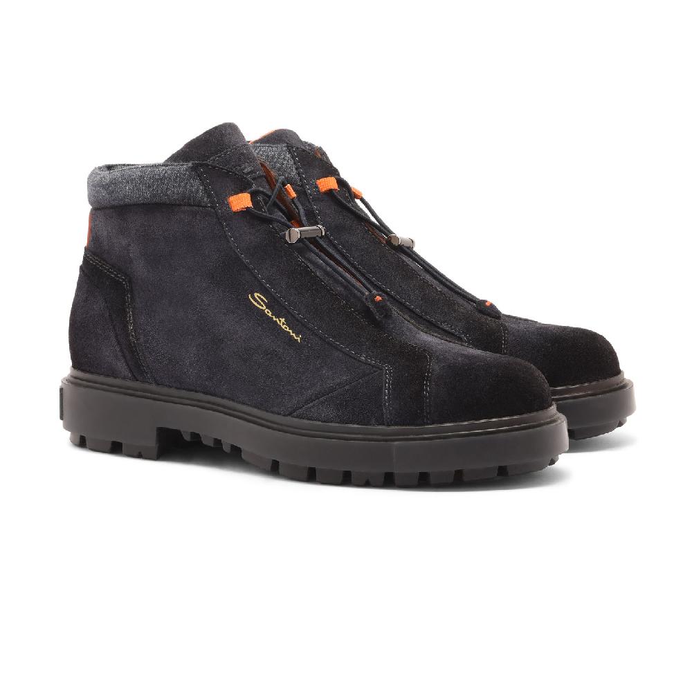 Santoni Scarponcino da montagna da uomo in suede blu Fino Al -60%