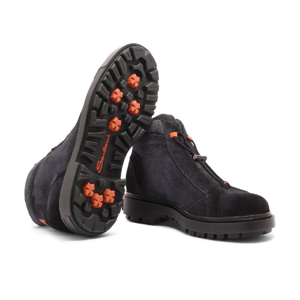 Santoni Scarponcino da montagna da uomo in suede blu Fino Al -60%