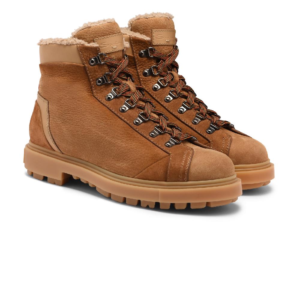 Santoni Scarponcino da montagna da uomo in nabuk marrone Affare Del Giorno