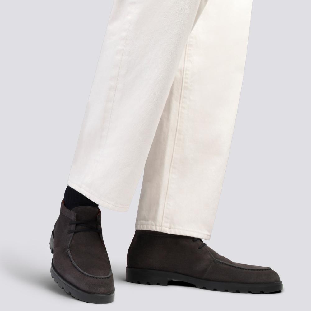 Santoni Stivaletto desert da uomo in suede grigio Convenienza