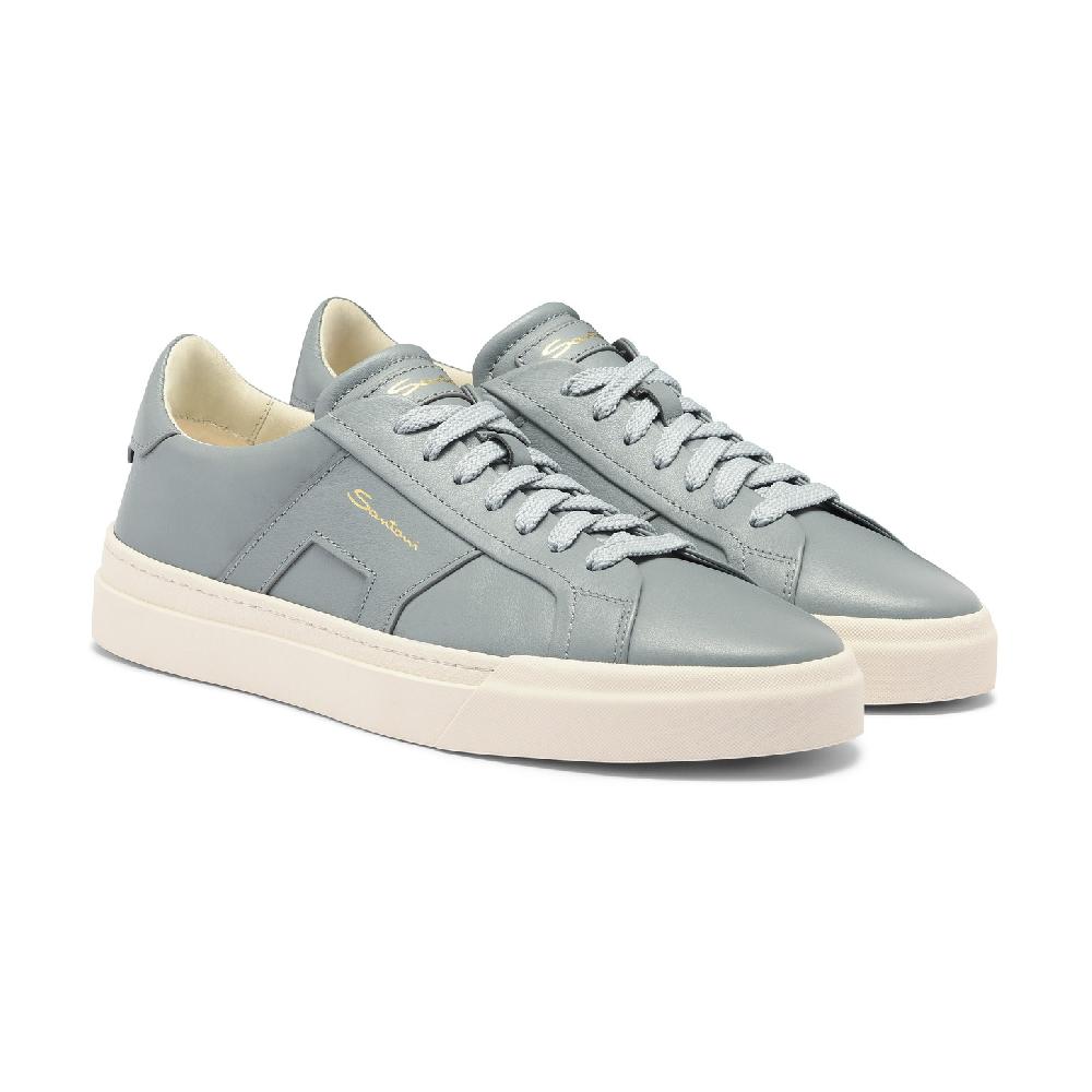 Santoni Double Buckle Sneaker da uomo in pelle azzurra Saldi