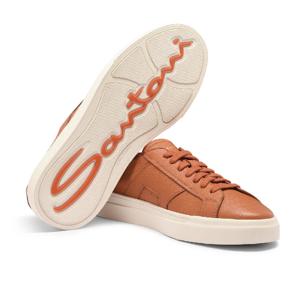 Santoni Double Buckle Sneaker da uomo in pelle bottalata arancione Hotsell