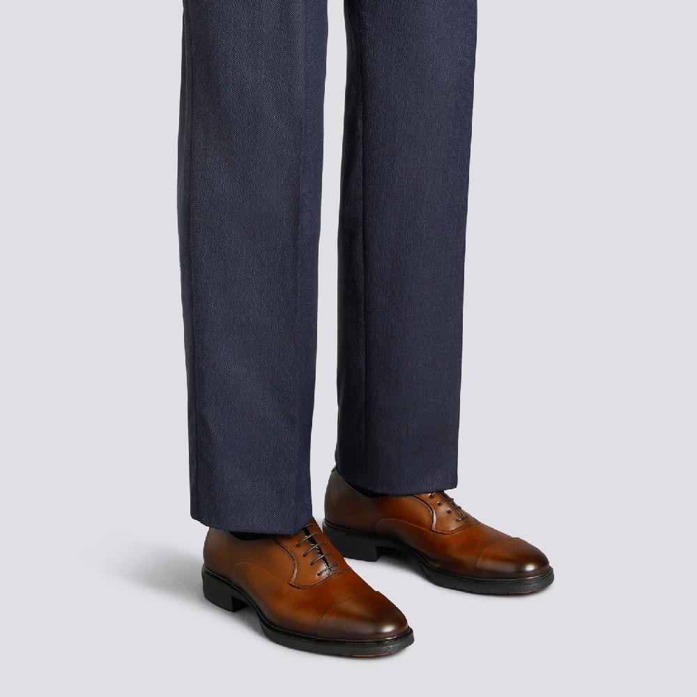 Santoni Stringata Easy da uomo in pelle testa di moro Vendita Calda