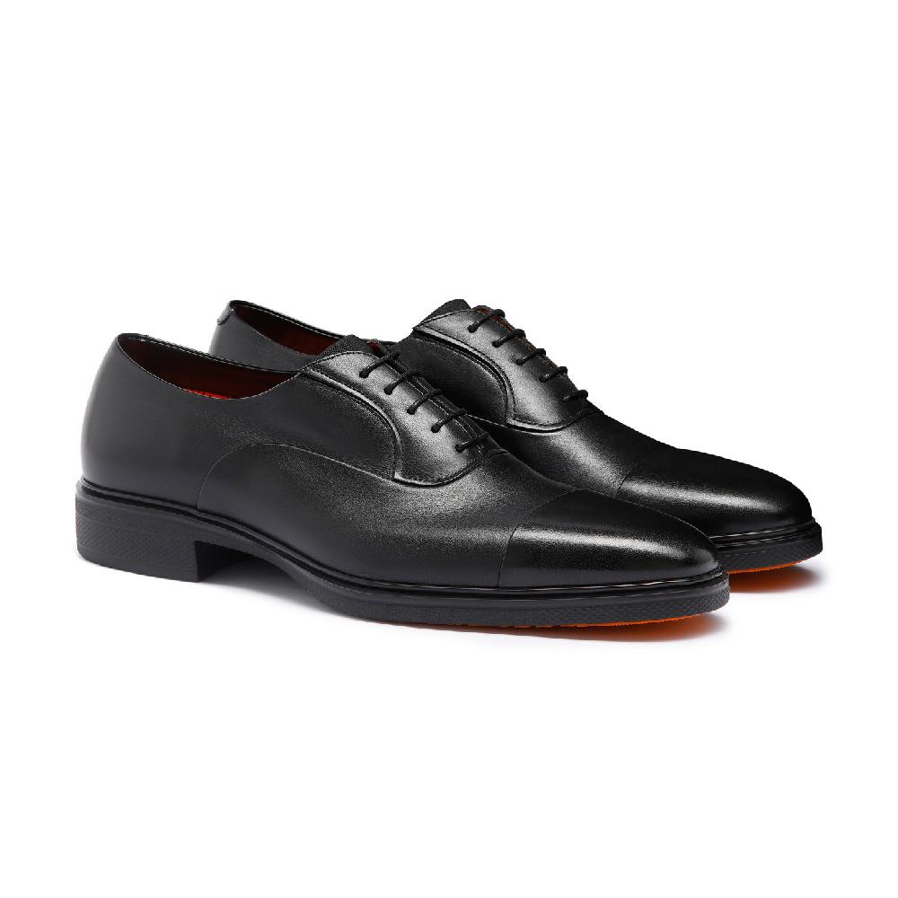 Santoni Stringata Easy da uomo in pelle nera Vendita Economica