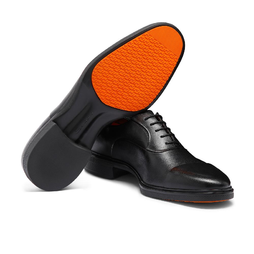 Santoni Stringata Easy da uomo in pelle nera Vendita Economica