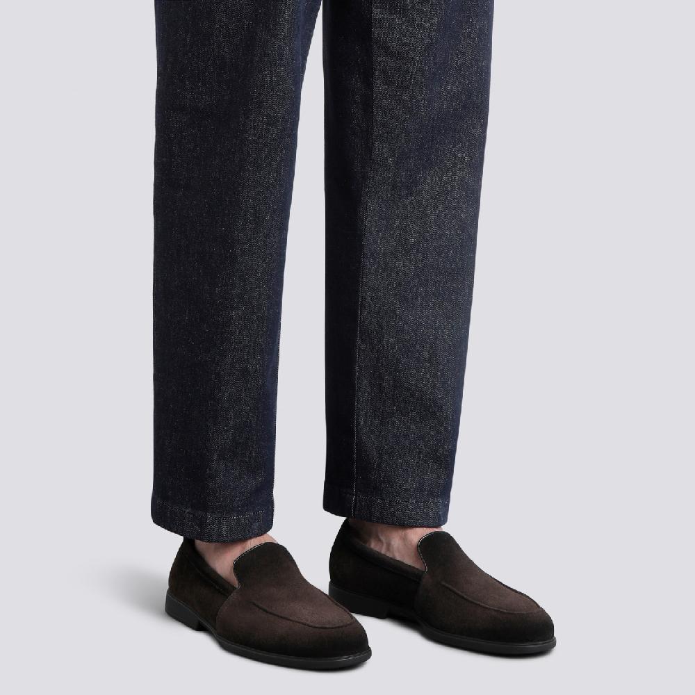 Santoni Mocassino da uomo in suede testa di moro Negozio