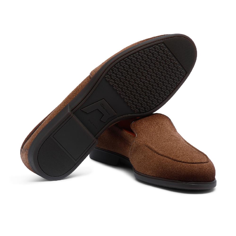 Santoni Mocassino da uomo in suede marrone chiaro In Saldo