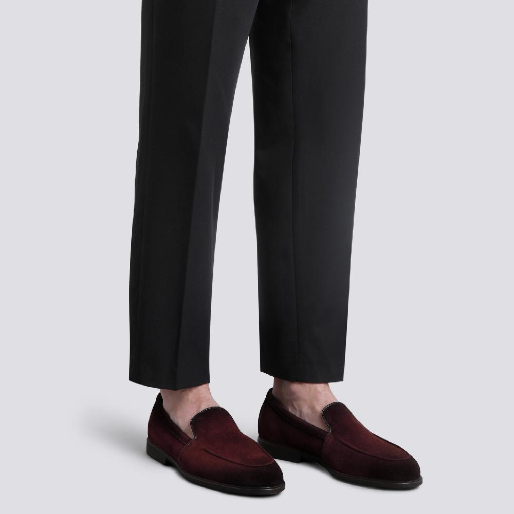 Santoni Mocassino da uomo in suede bordeaux Nuova