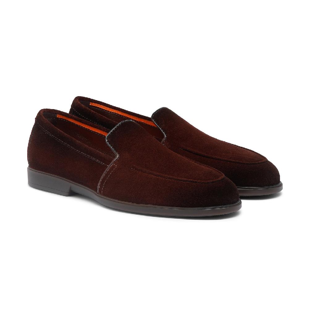 Santoni Mocassino da uomo in suede bordeaux Nuova