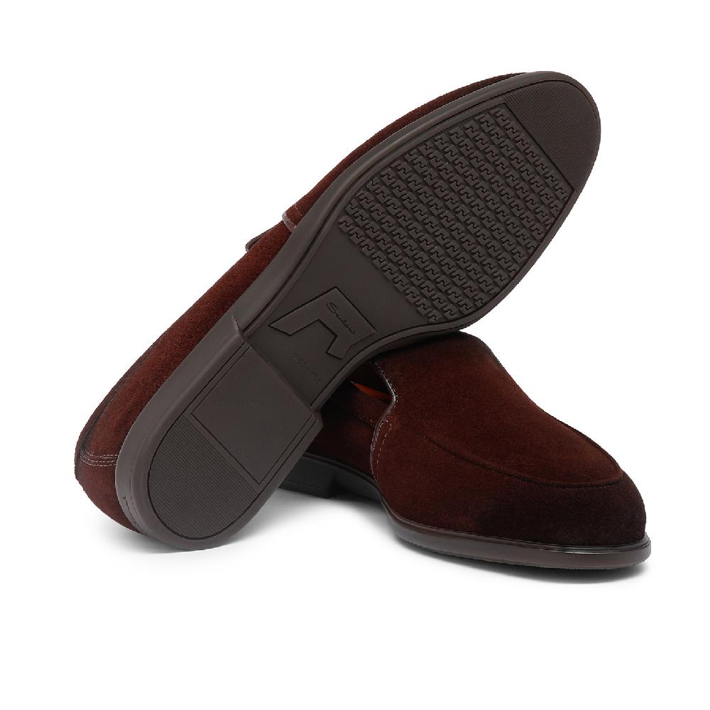 Santoni Mocassino da uomo in suede bordeaux Nuova