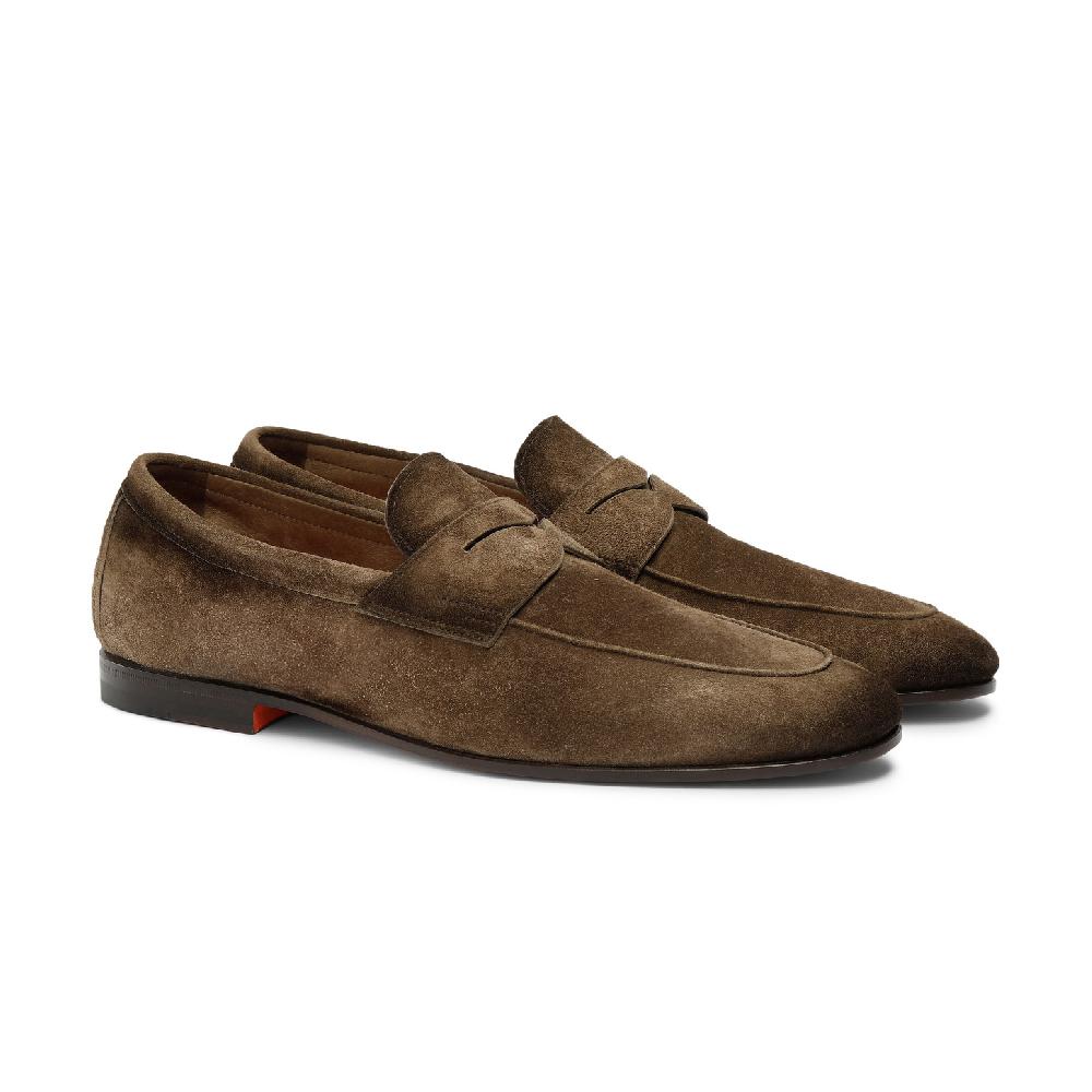 Santoni Mocassino Carlo da uomo in suede marrone Vendita