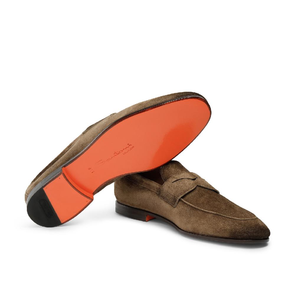 Santoni Mocassino Carlo da uomo in suede marrone Vendita