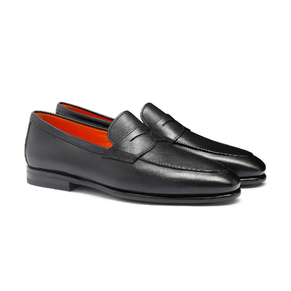 Santoni Mocassino Carlo da uomo in pelle nera Soddisfazione Garantita