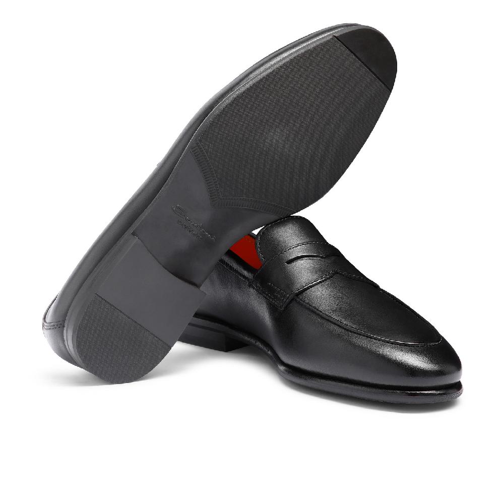 Santoni Mocassino Carlo da uomo in pelle nera Soddisfazione Garantita