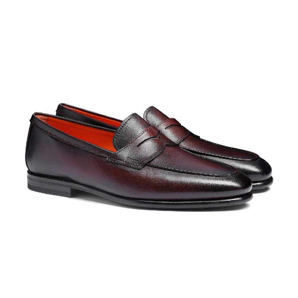 Santoni Mocassino Carlo da uomo in pelle bordeaux Qualità Garantita