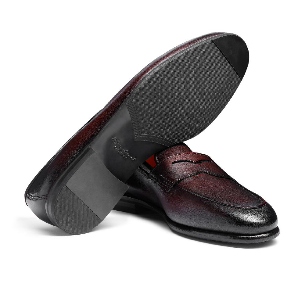 Santoni Mocassino Carlo da uomo in pelle bordeaux Qualità Garantita