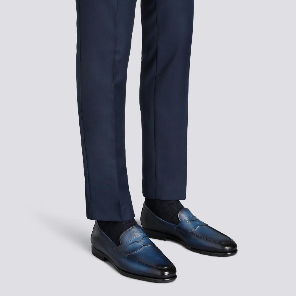 Santoni Mocassino Carlo da uomo in pelle blu Negozi Online