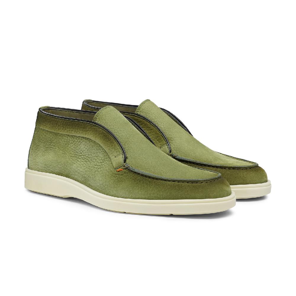 Santoni Stivaletto desert da uomo in nabuk verde Consegna Veloce