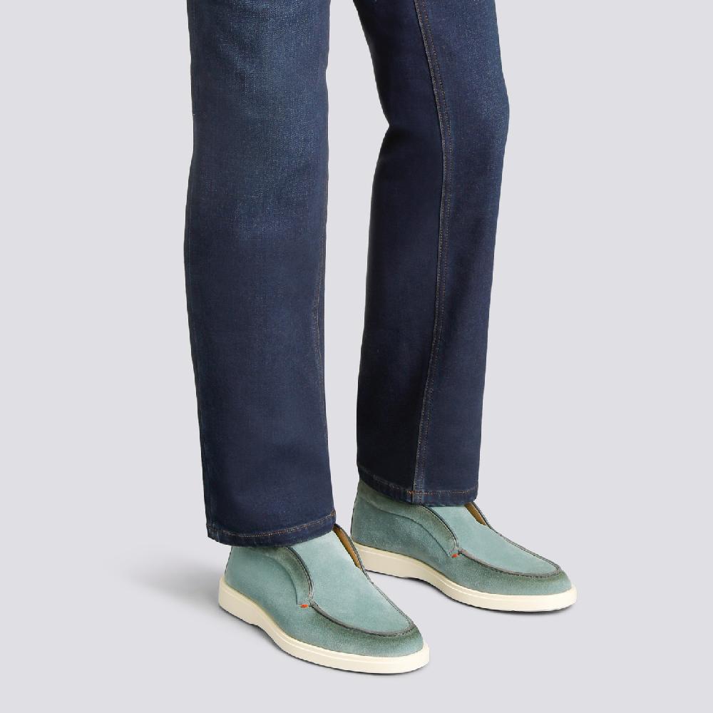 Santoni Stivaletto desert da uomo in suede petrolio Fino Al -60%