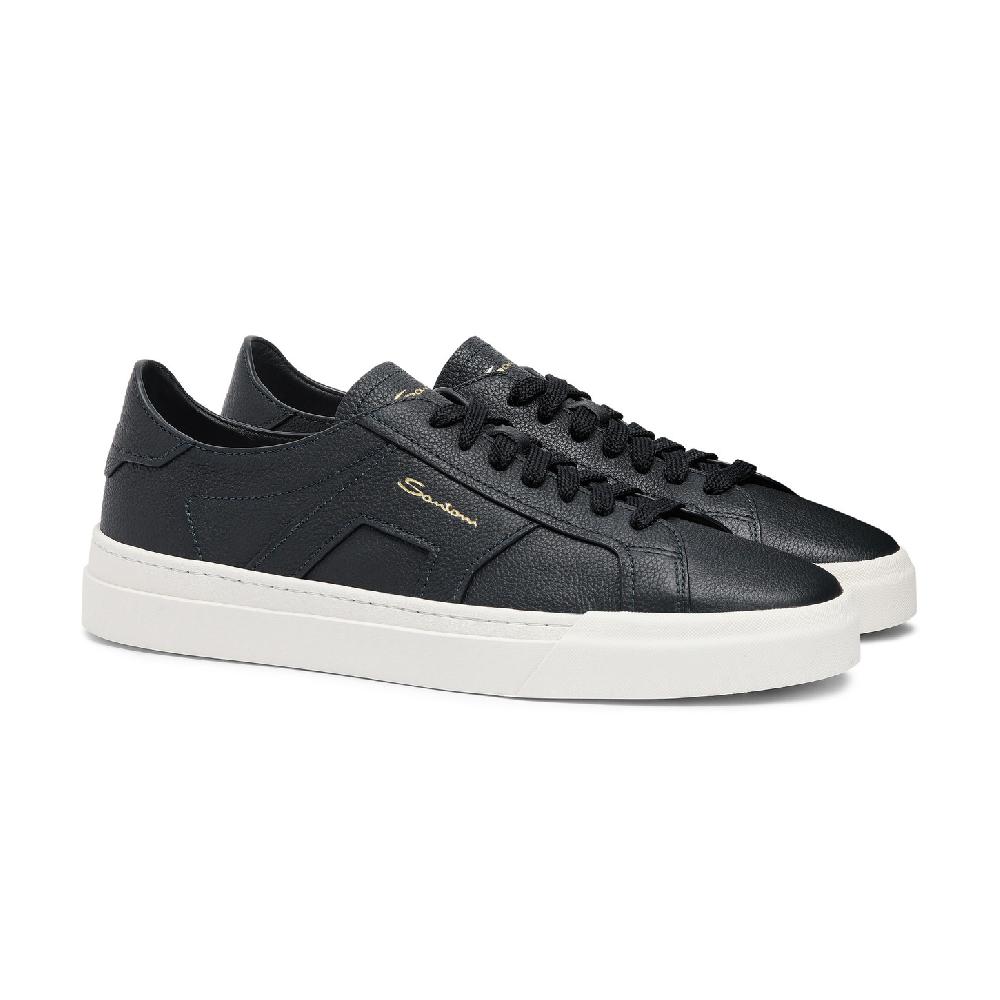 Santoni Double buckle sneaker da uomo in pelle bottalata blu Shopping Online