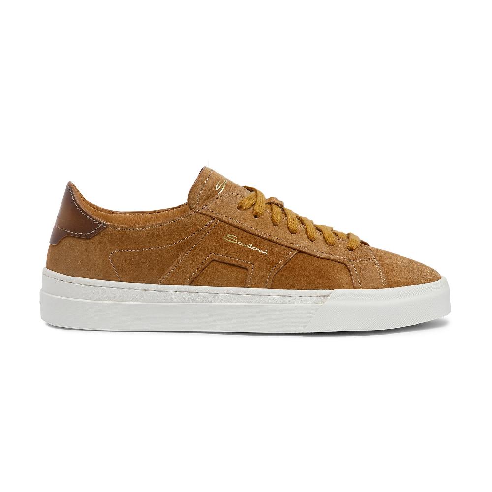 Santoni Double Buckle Sneaker da uomo in suede marrone